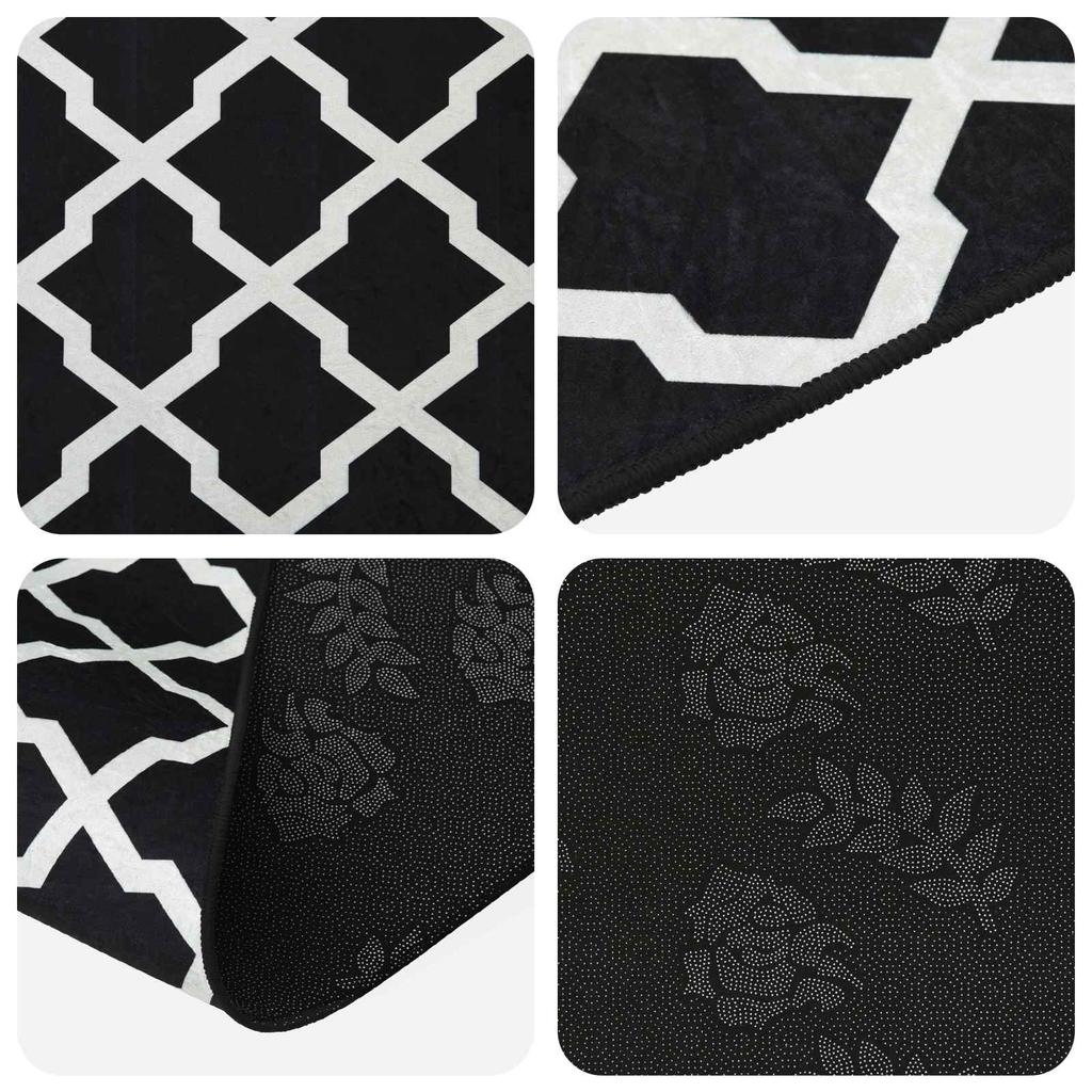 Runner Rug LESAKA Black and White 100 x 450 cm