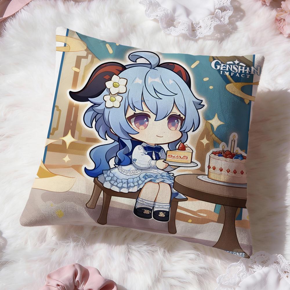 Ganyu Genshin Impact Cushion Cover Premium Comfort Reversible Pillow Cove -Two in One Design for Any Room & Car Interior