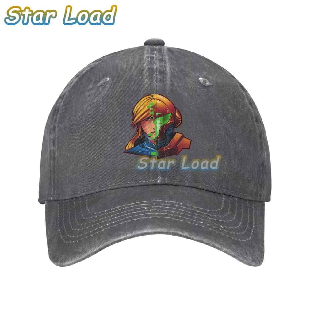 Fashion Cool Baseball Caps Trucker Hats Cowboy Peaked Cap Supre Metroid Logo Samus Action Game Sun Shade Hats for Game Lover