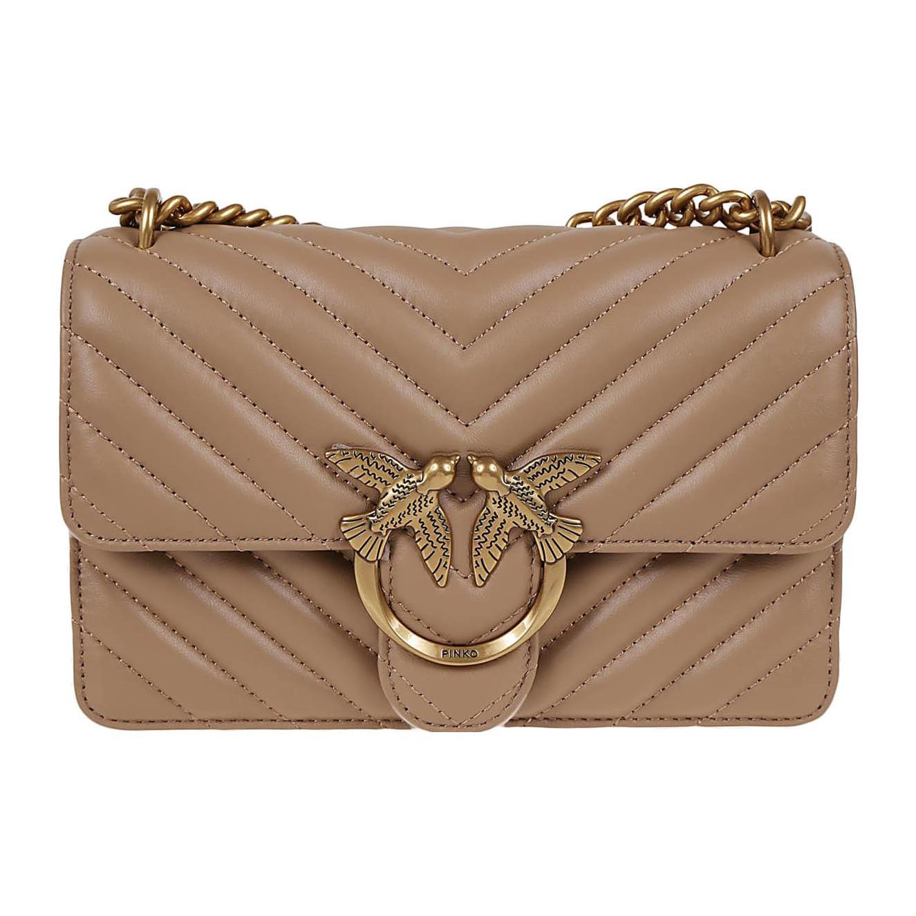 

Новая сумка кроссбоди PINKO из овчины, мини-сумка на плечо женская коричневая 100074-A0GK-D01Q 21.1*6.1*11.9CM