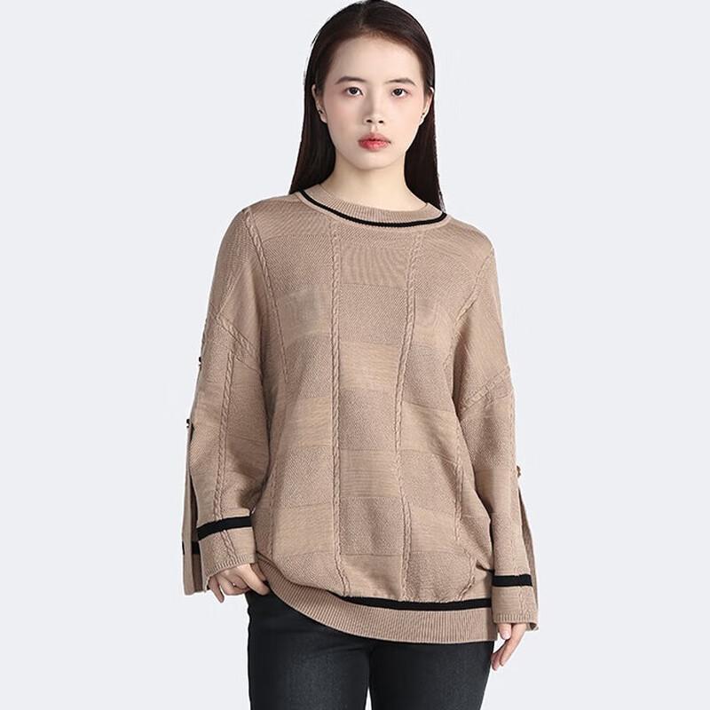 Anlom Women's Round Neck Long Sleeve Wool Knit Top