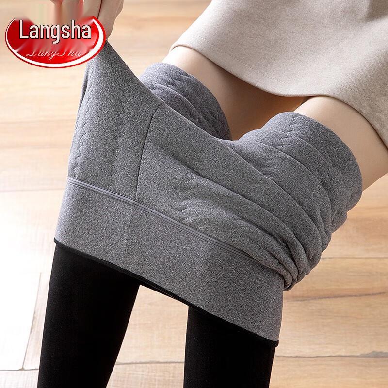 Langsha Women s Fleece Lined High-Waist Thermal Leggings One Size