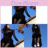 Classic Knit Fabric Black Mesh Waist Dress With Long Sleeve For Spring 2025