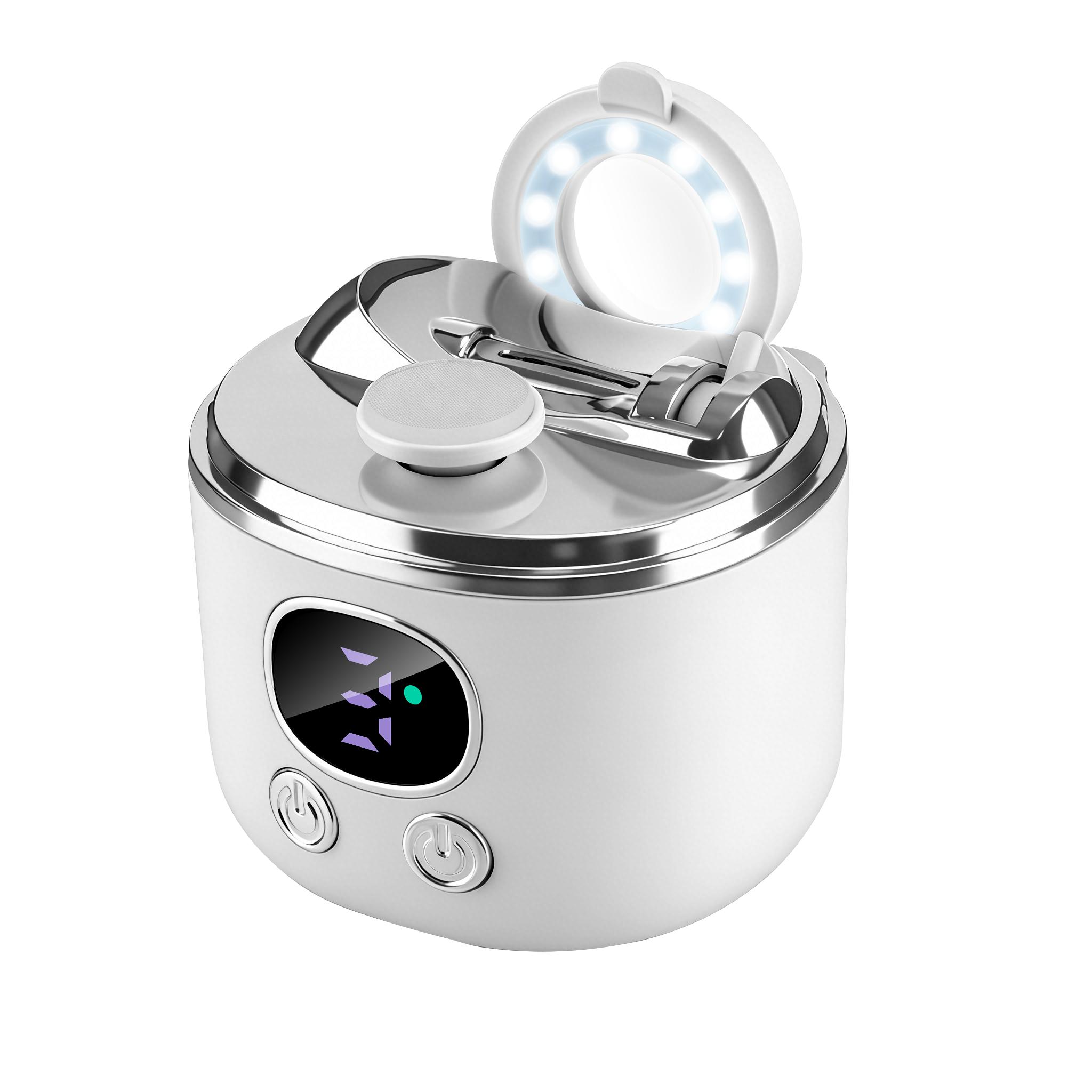 Electric Nail Clipper with Magnifier LED Light Nail Trimmer Scissors Dual-Blade Opening Nail Cutter Polisher for Kids Adults