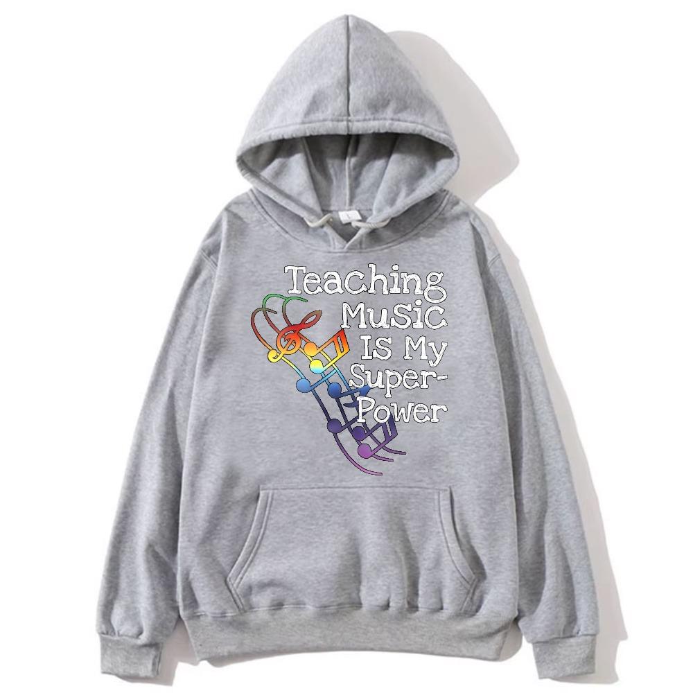 Music Teacher Hoodie Trend Women Hooded Sweatshirt Musical Note Graphic Sweatshirt Long Sleeve Comfort Warm Apparel Women Hoodie