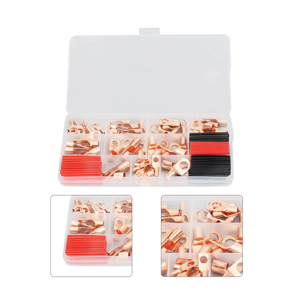 120Pcs Copper Wire Lugs Heat Shrink Kit High Temperature Resistant Tubing Ring Terminal Connectors