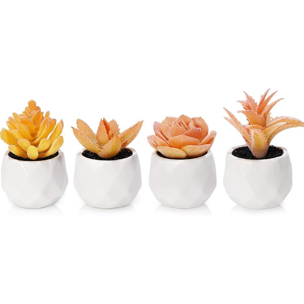 Tiita Purple Artificial Faux Succulents in Pots, Mini Purple Fake Plants for Women Desk, Small Realistic Faux Succulents for Home Office Accessories