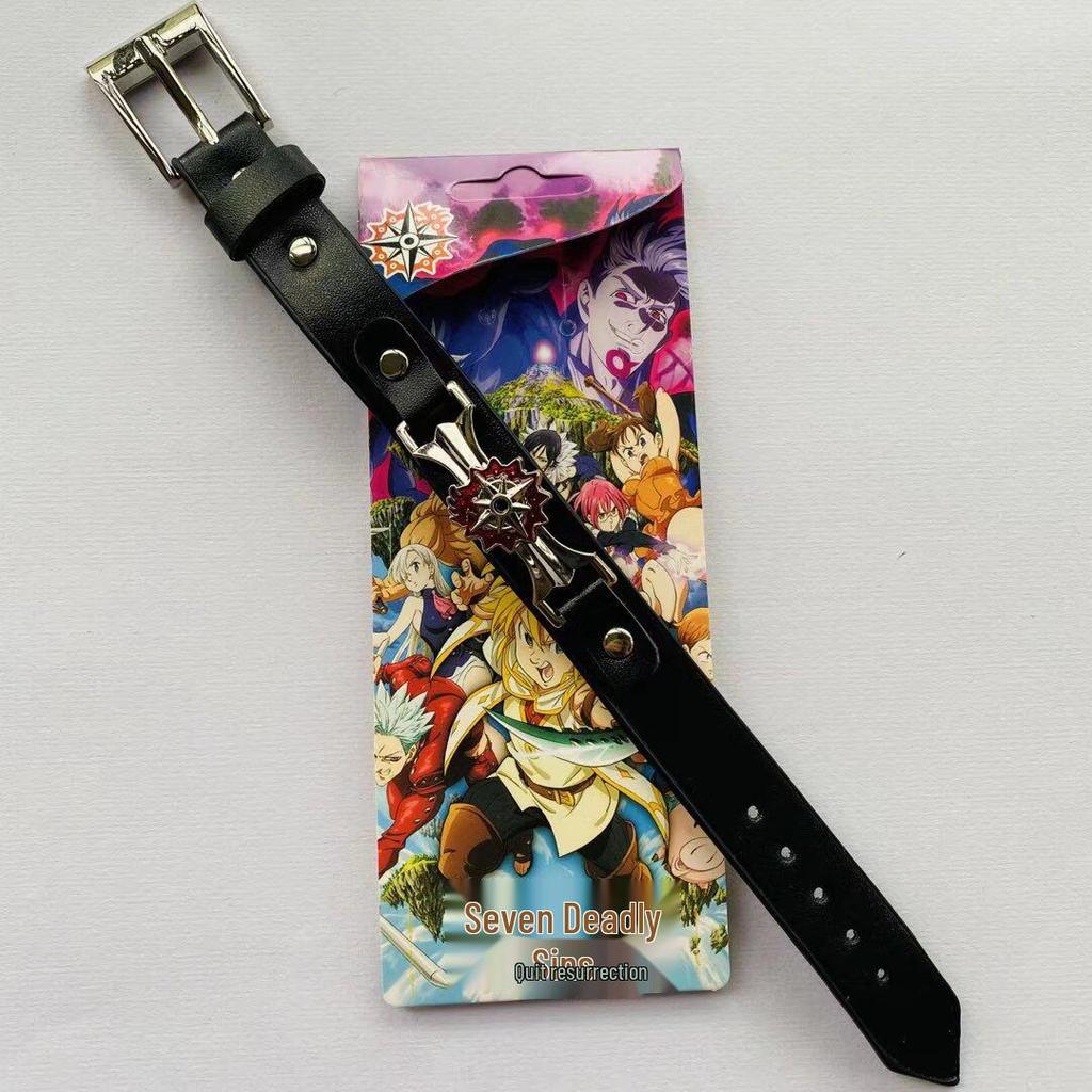 Anime Mix Faux Leather Bracelet: Attack on Titan, Naruto, Jujutsu Kaisen, Demon Slayer, Fairy Tail, Death Note.