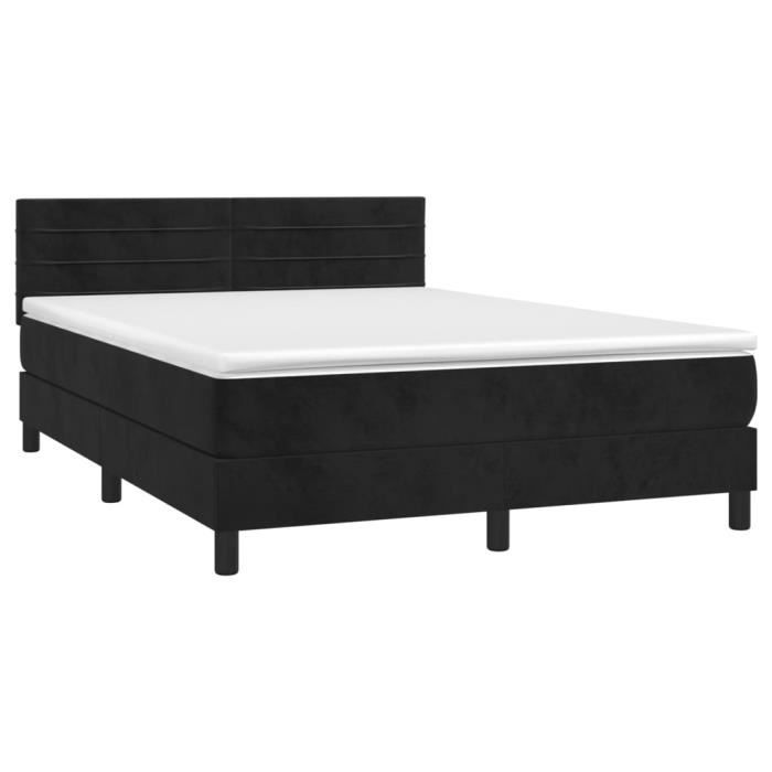 VidaXL Lit à sommier tapissier avec matelas Noir 140x190 cm Velours 3141361
