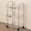 Light Luxury Storage Rack Trolley 2/3/4 Layers Transparent Acrylic Rolling Cart With Removable Hanging Baskets Snacks Bookshelf