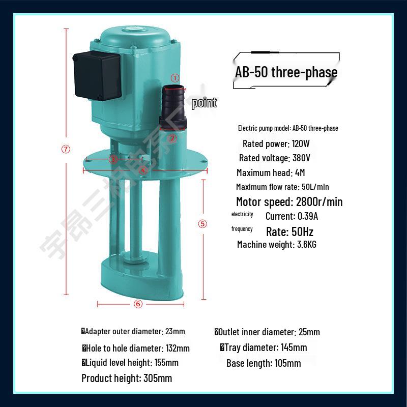 Trójfazowa elektryczna pompa oleju i wody do frezarek i tokarek - Model 120