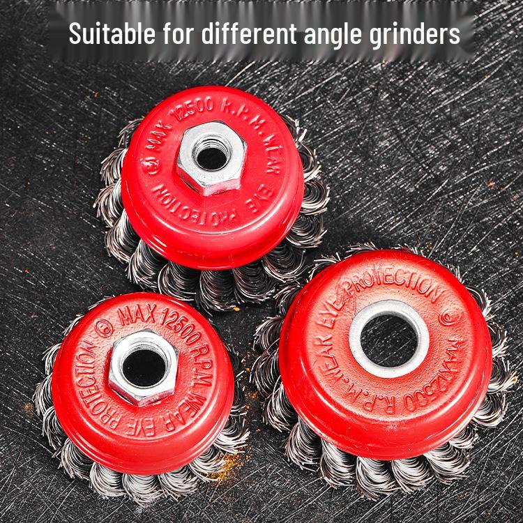 Steel Wire Wheel Cup Brush for Rust Removal and Polishing In Woodworking and Wall Grinding