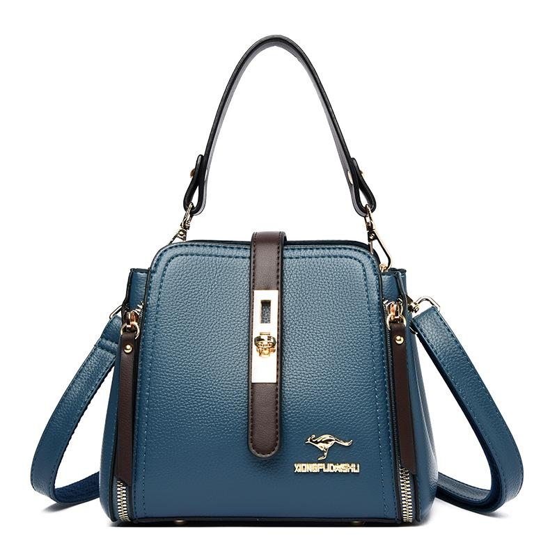 Fashionable Women's Handbag Retro Color Block Lock Small Bucket Crossbody Small Square Bag Casual Women's Shoulder Bag Commuting