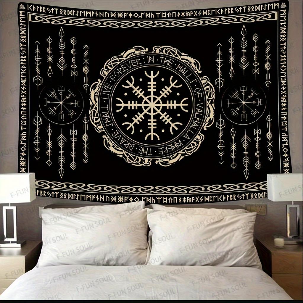 Scandinavian Rune Energy Field Tapestry Celtic Living Room B&B Cafe Decoration Viking Mythology Art Backdrop