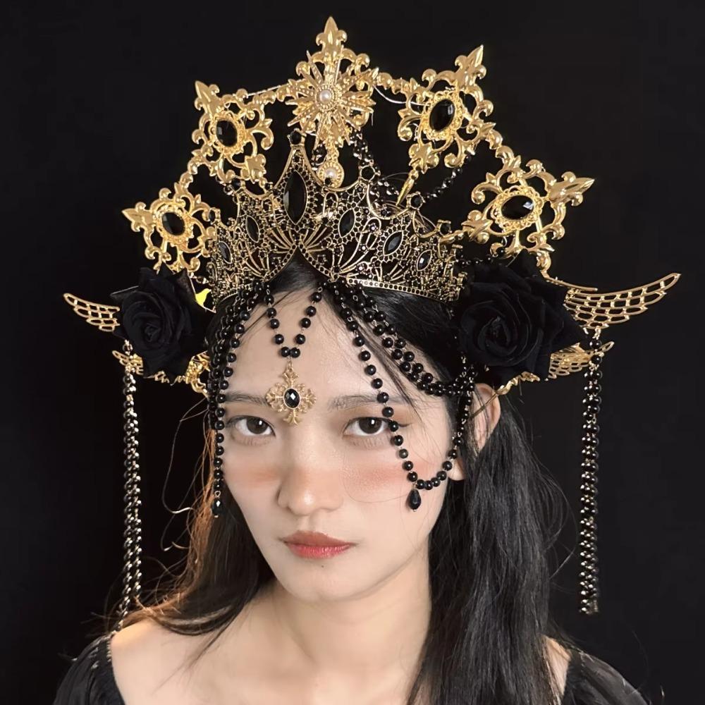 Luxury Gothic Crowns Headpiece Stage Performance Goddess Halo Headwear  Dress Accessories