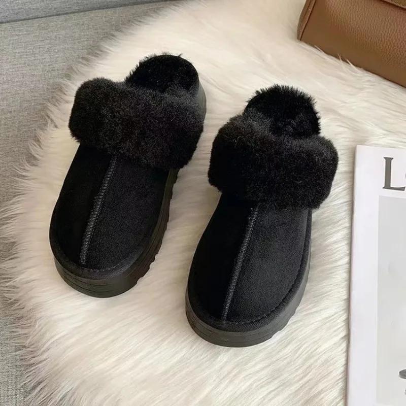 Fashion Women's 2024 New  Spring, Autumn, and Winter  Thick Sole Matsuke with Plush Cotton Slippers