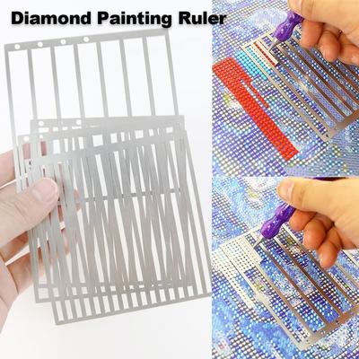 DIY Diamantmalerei Lineal Rutschfest Strukturiertes Gitter Werkzeug Lineal für Diamantkunst Lineal Diamantpunkt Bohrer Ausrichtwerkzeug