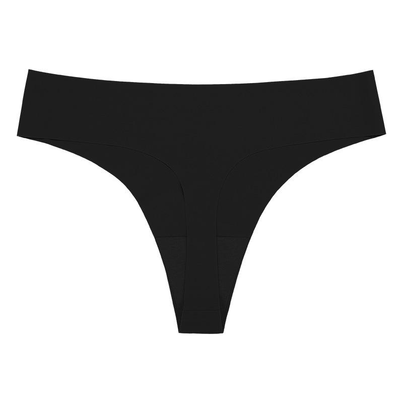 

One-piece seamless thong panties low waist ice silk sexy European and American sports panties breathable and quick-drying random cutting S чёрный