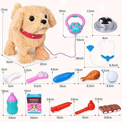 JoyGrow Pretend Play Set, Walk with Your Dog, Moving Plush Toy with Sound, Robot Dog, Pet Care Kit, Doctor Play Toy, Feeding, Educational Toy, Develop