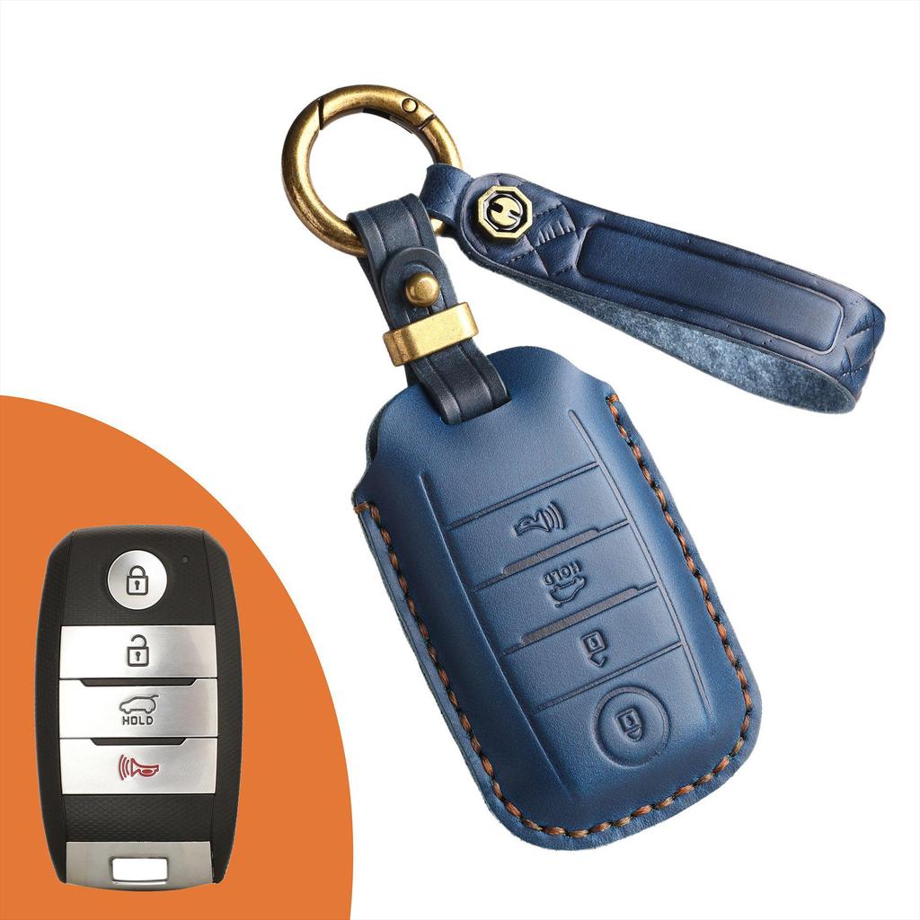 Handmade Retro Leather Key Cover for Kia Carnival MPV