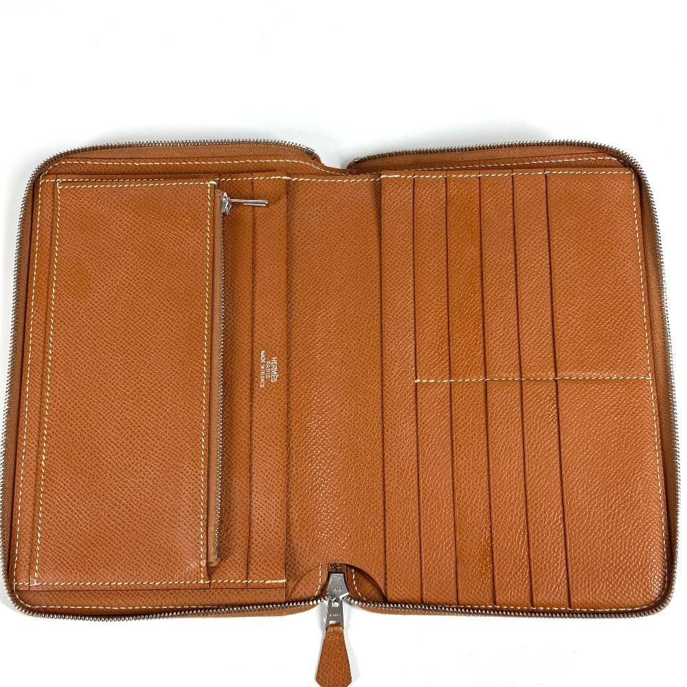 HERMES Zip Around Travel Case Azap combine Long wallet Long Wallet Leather Gold