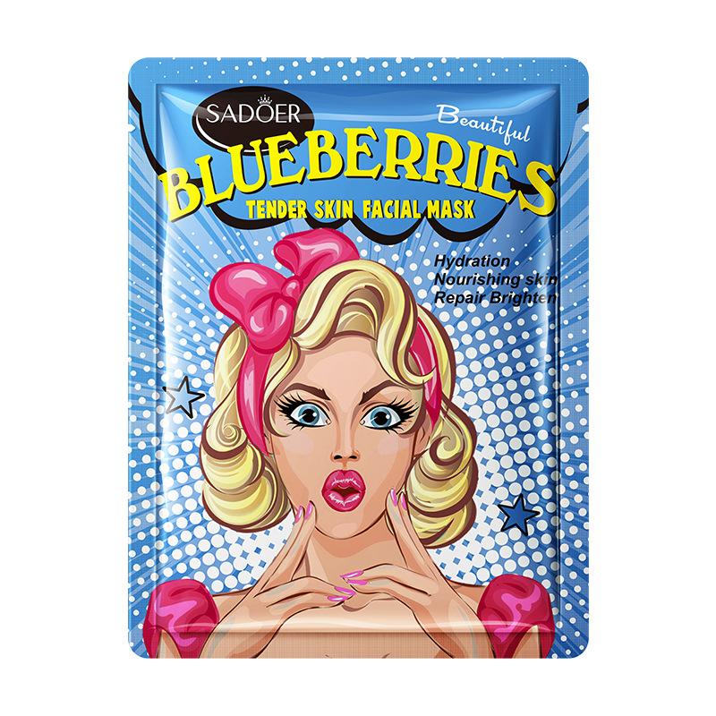 

Sadoer Авокадо, чорниця, гіалуронова кислота, екстракт троянди, зволожуюча маска для обличчя Goddess Facial Mask Blueberry-10pcs
