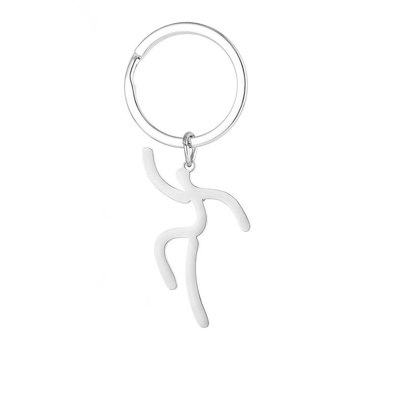 Gold Silver Black White Splicing Cat Stainless Steel Keychain Cute Cartoon Design Fashion Couple Pendant Practical Backpack Decoration