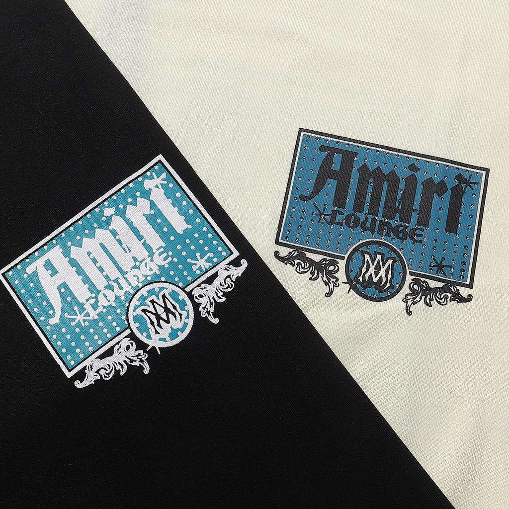 732 Amiri 2025 Sommar Ny Herr- och Dam Lös Högkvalitativ Bomull Plus Size T-shirt Par T-shirt