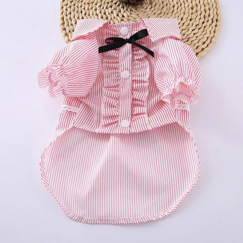 Summer Puppy Dog Cat T-shirt Skirt Fashion Stripe Pet Clothes for Small Dogs Chihuahua Yorkshire Poodle Shirts mascotas Clothing