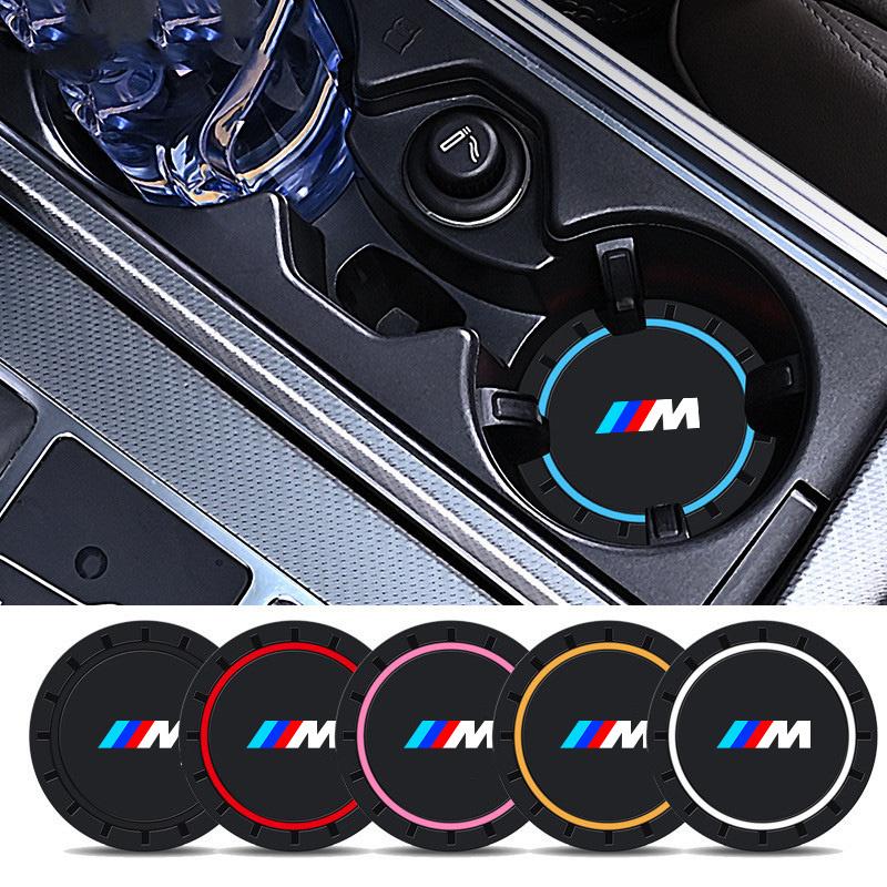 2pcs Car Water Cup Pad Car Coaster Anti-Slip Interior Mat For M Performance BMW F20 F40 F22 F30 E90 F32 F10 F06 F07 F46 M3 M4 M5 DES2
