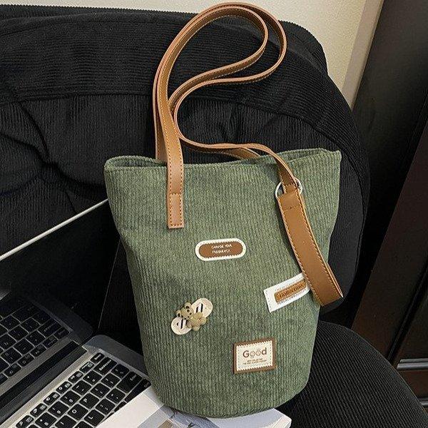Corduroy Bucket Bag 2026 Casual Women's Simple Temperament Versatile Korean New Niche Design Shoulder Bag