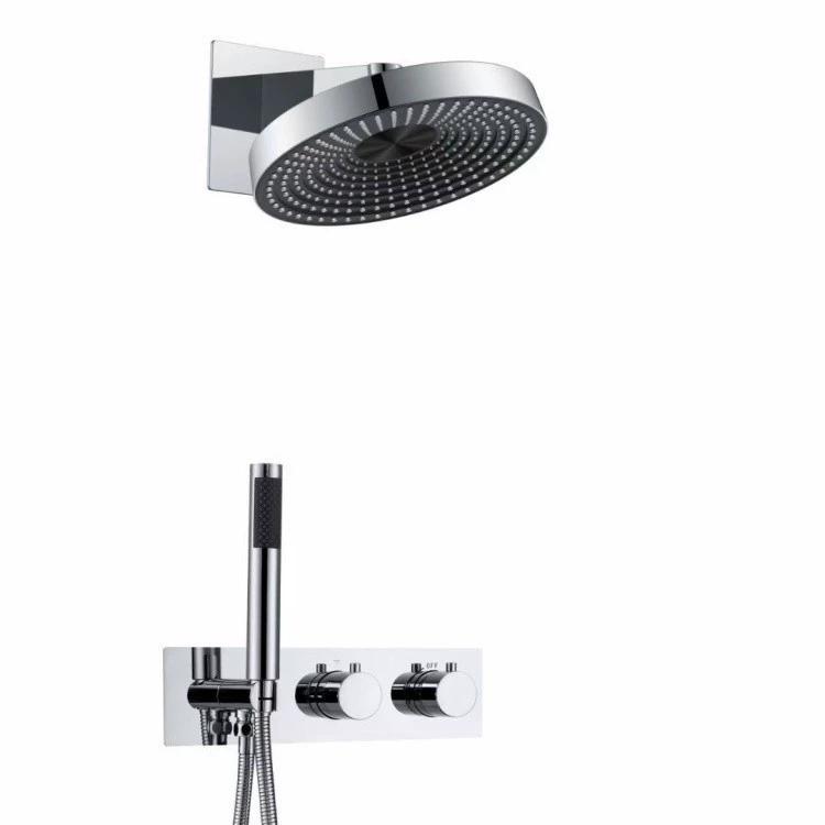 Brushed Gold Bathroom Shower Faucet Mixer Faucet Diverter With Water Outlet Holder Black Brass Rain Hand-Held Head Bathroom Set