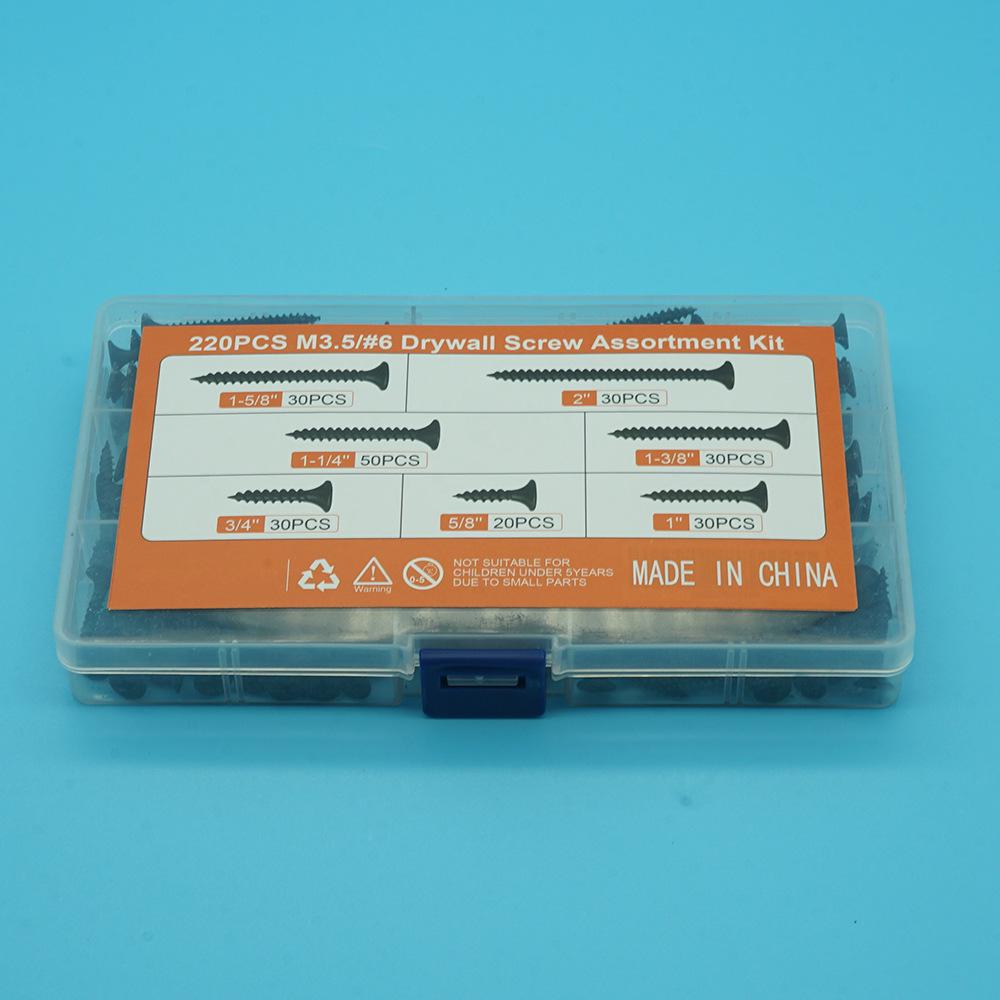 220pcs High-Strength Black Phosphated Self-Tapping Drywall Nails