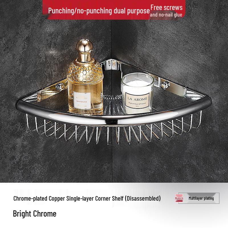 All-Copper Punch-Free Corner Shower Shelf for Bathroom Essentials