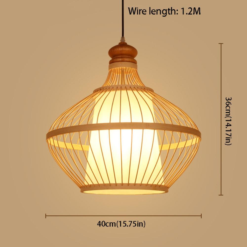 Woven Rattan Pendant Lamp Hand Knitted Ceiling Light Rural Handmade Wicker Chandelier Bedroom