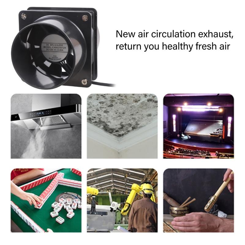 8cm 12V 0.4A Exhaust Fan Quiet Duct Extractor Fan Ventilation Exhaust Air Blower Ventilator Fan with Speed Control