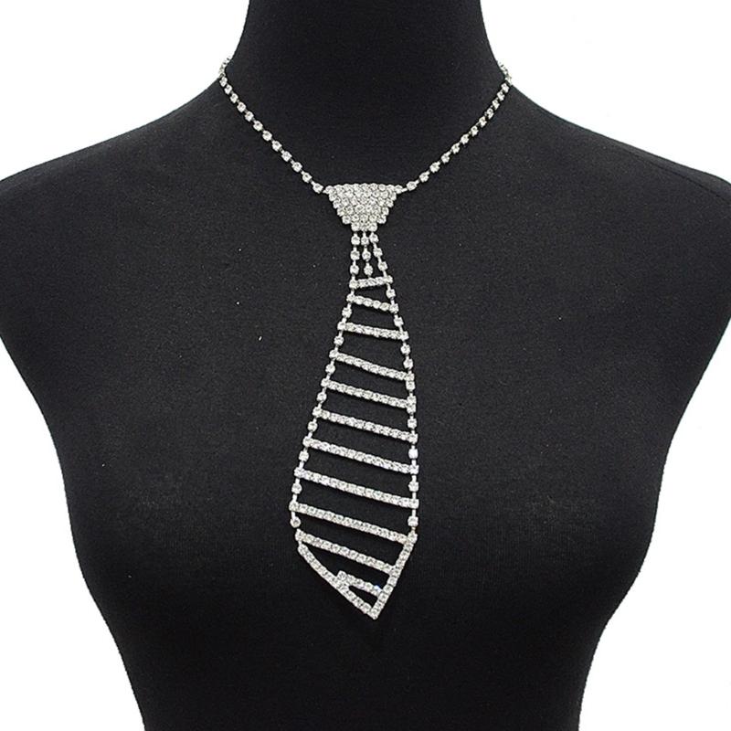 

Rhinestones Necktie Necklace Wedding Bridal Bridesmaid Jewelry Party Accessories 1 срібний