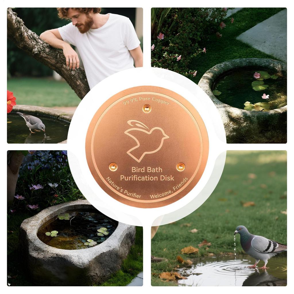 Copper Disk for Bird Bath Bath Disk Ornaments Feeder Accessories Triple-Point Support Purifier Disc for Water Bowl All-Season