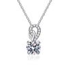 Womens Clavicle Necklace Platinum Plated D Color Moissanite 1 Carat Elegant Fashion Jewelry