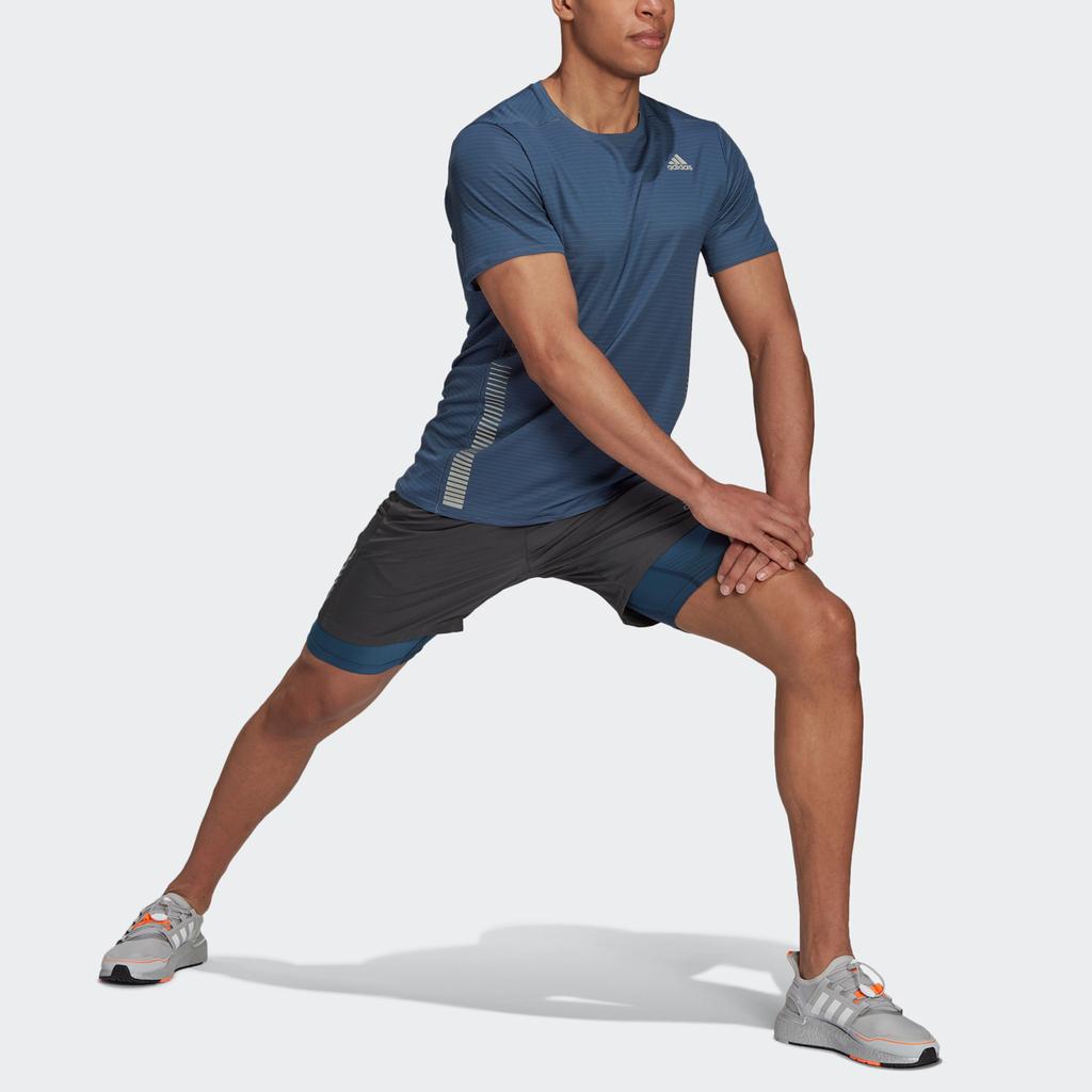 Adidas Premium Reflective Running Short Sleeve T-Shirt Men Tops Tech-Blue H32557