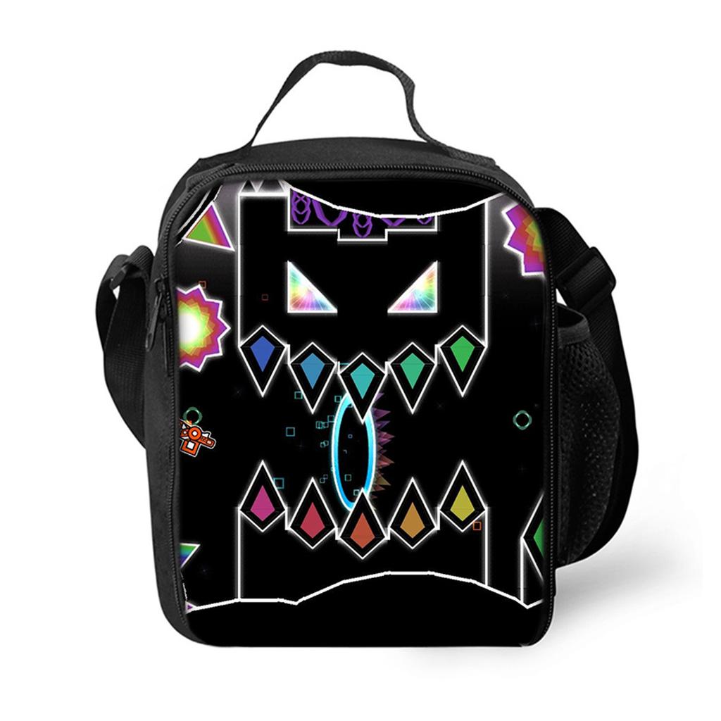 Luxus Neuheit Umhängetasche Geometry Dash Brotdose Thermoisolierung Essen Lunchtasche 3D-Druck Picknick Isolierte Handtaschen Eisbeutel