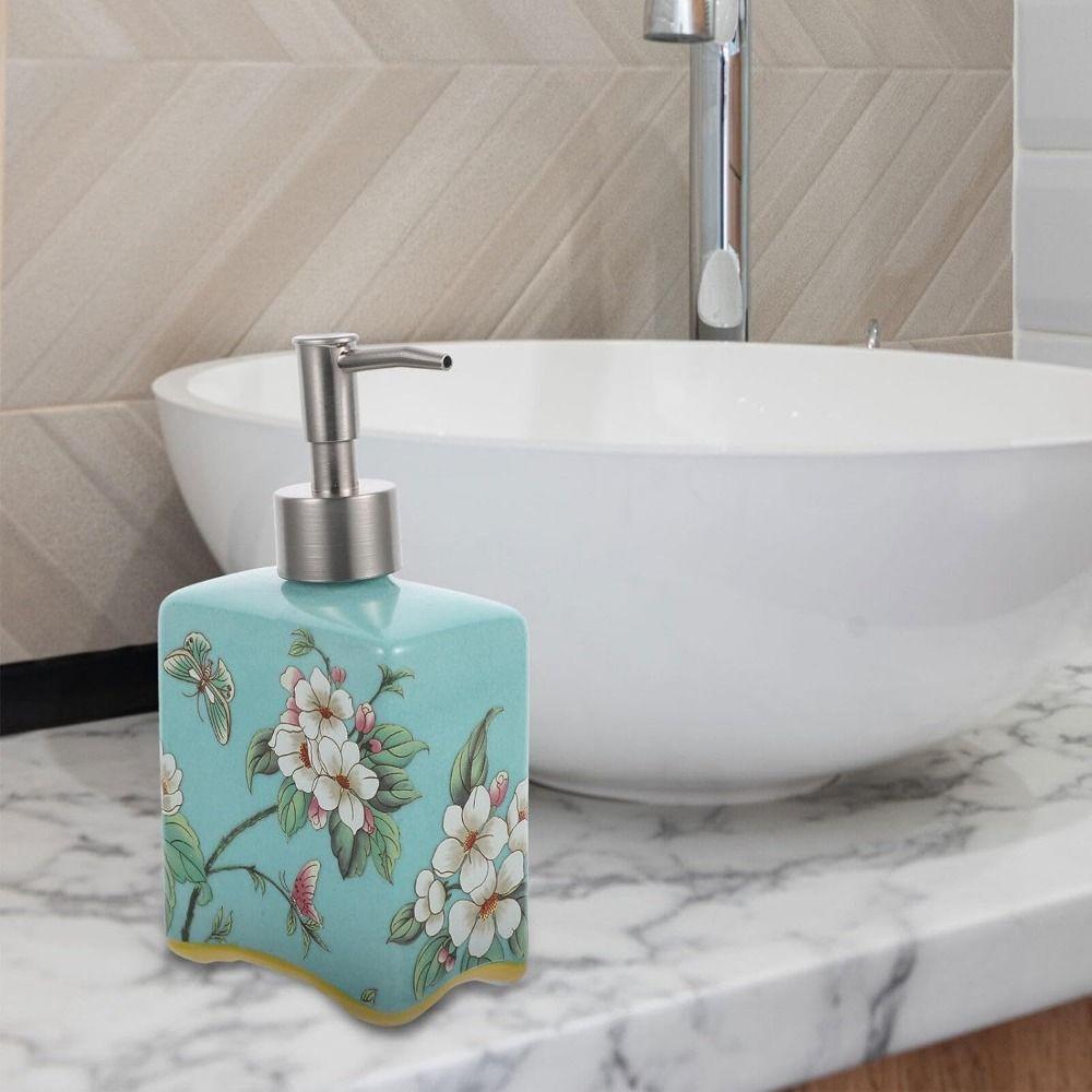 Chinese Style Ceramic Soap Bottle Refillable Shampoo Container Hand Soap Dispenser Kitchen