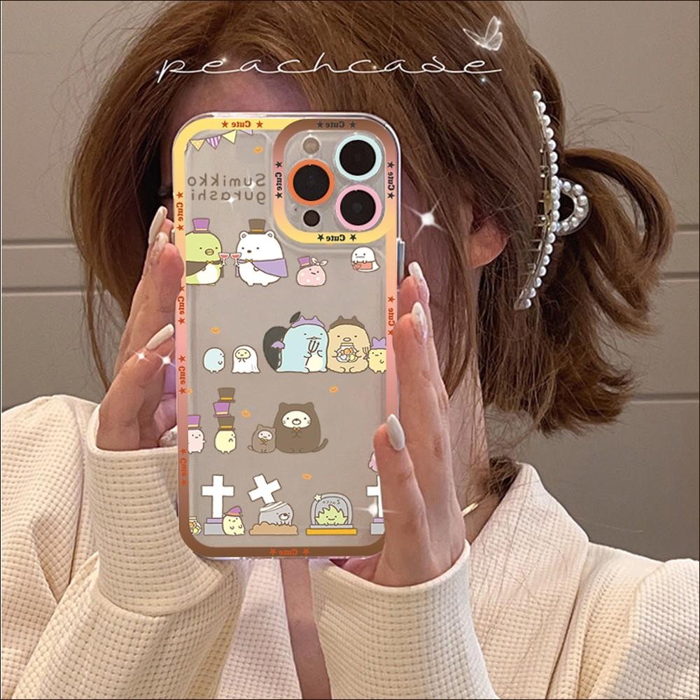 Custodia per telefono Kawaii sumikko gurashi per iPhone 13 14 Pro Max XS XR 12 11 Pro 13 Mini 6 7 8 Plus Copertura posteriore morbida trasparente