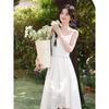 Women's High-Waist Sleeveless Apricot Sling Dress