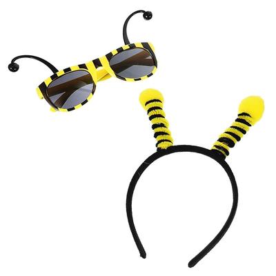 Conjunto de 2 Faixas de Cabeça de Abelha com Elásticos de Cabelo e Óculos de Sol para Faixas de Abelha Fofas e Engraçadas para e Prom de Aliens, Festas, Insetos,
