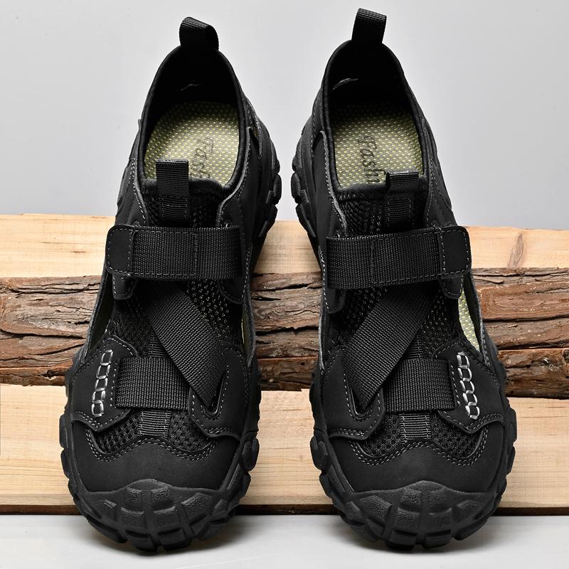 Fashion Men's Breathable Mesh Shoes Classic Travel Hiking Shoes Summer Outdoor Walking Sneakers Anti-collision Toe Male Treking Footwear