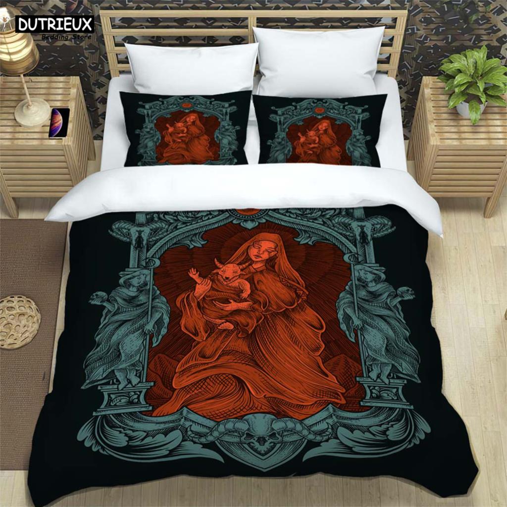 Medieval Dark Retro Digital Print Polyester Bedding Sets Boys Bed Linen Set For Teens, Queen Bedding set Bed Comforter Set