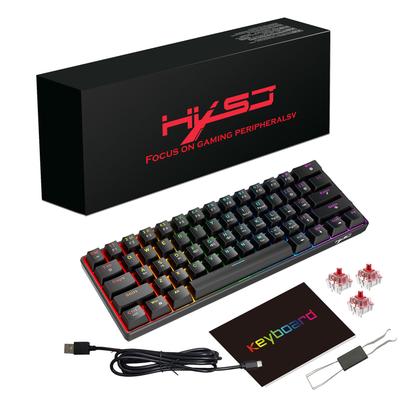 61 Tasten Kabelgebundene Mechanische Tastatur mit Rotem Schalter RGB Hintergrundbeleuchtung Tragbar für Gaming Büro