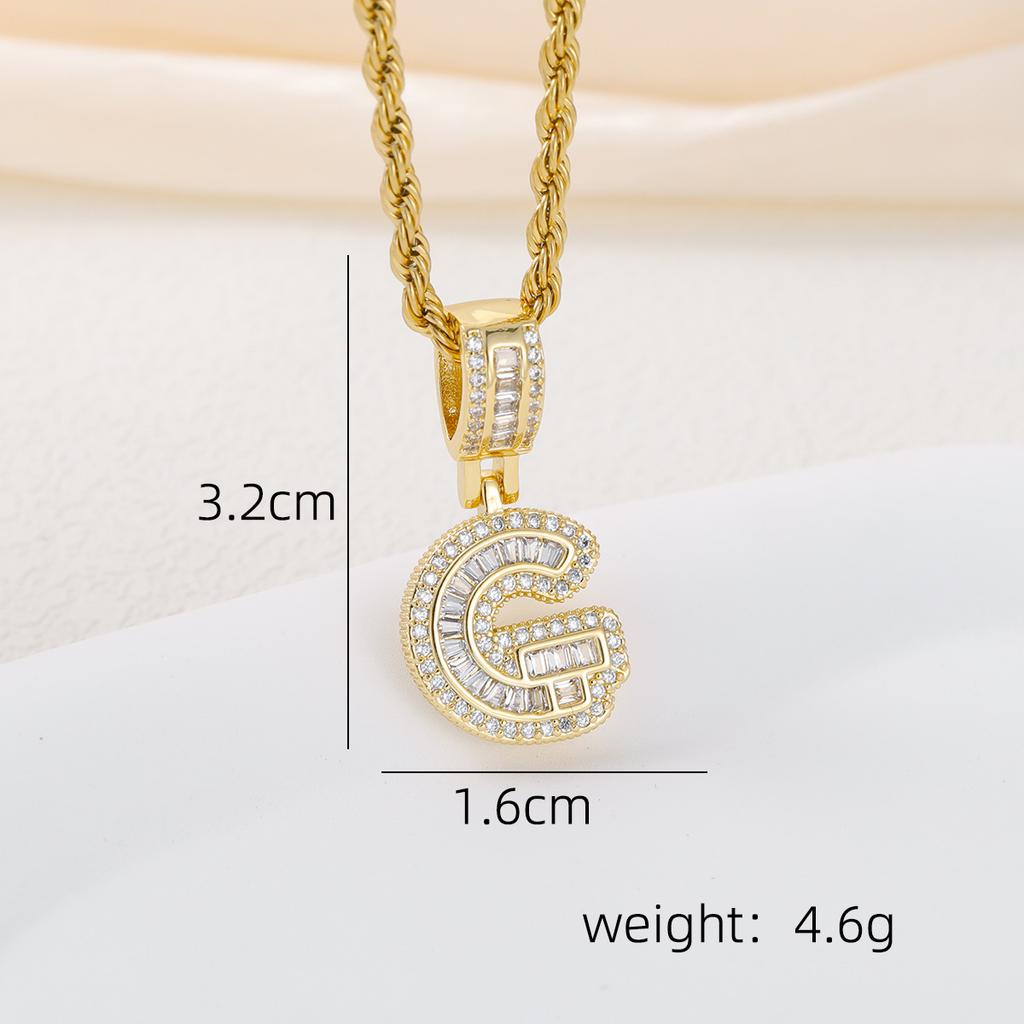 2025 New Initial Letter Necklace Women Men Cubic Zirconia Initial Pendant Necklace Rope Chain English A-Z Letter  Gift