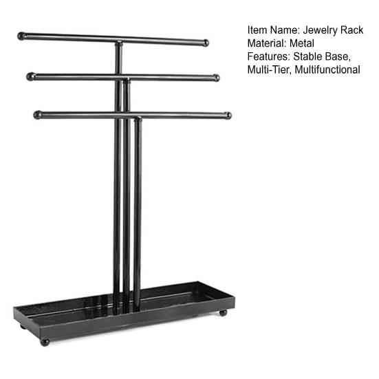 Jewelry Rack Stable Base Multi-Tier Easy To Assemble Keep Organized Space-saving Necklace Display Functional T-Shaped Ring Watch Bracelet Storage